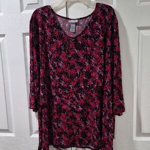 Catherines Pink and Black Patterned Blouse